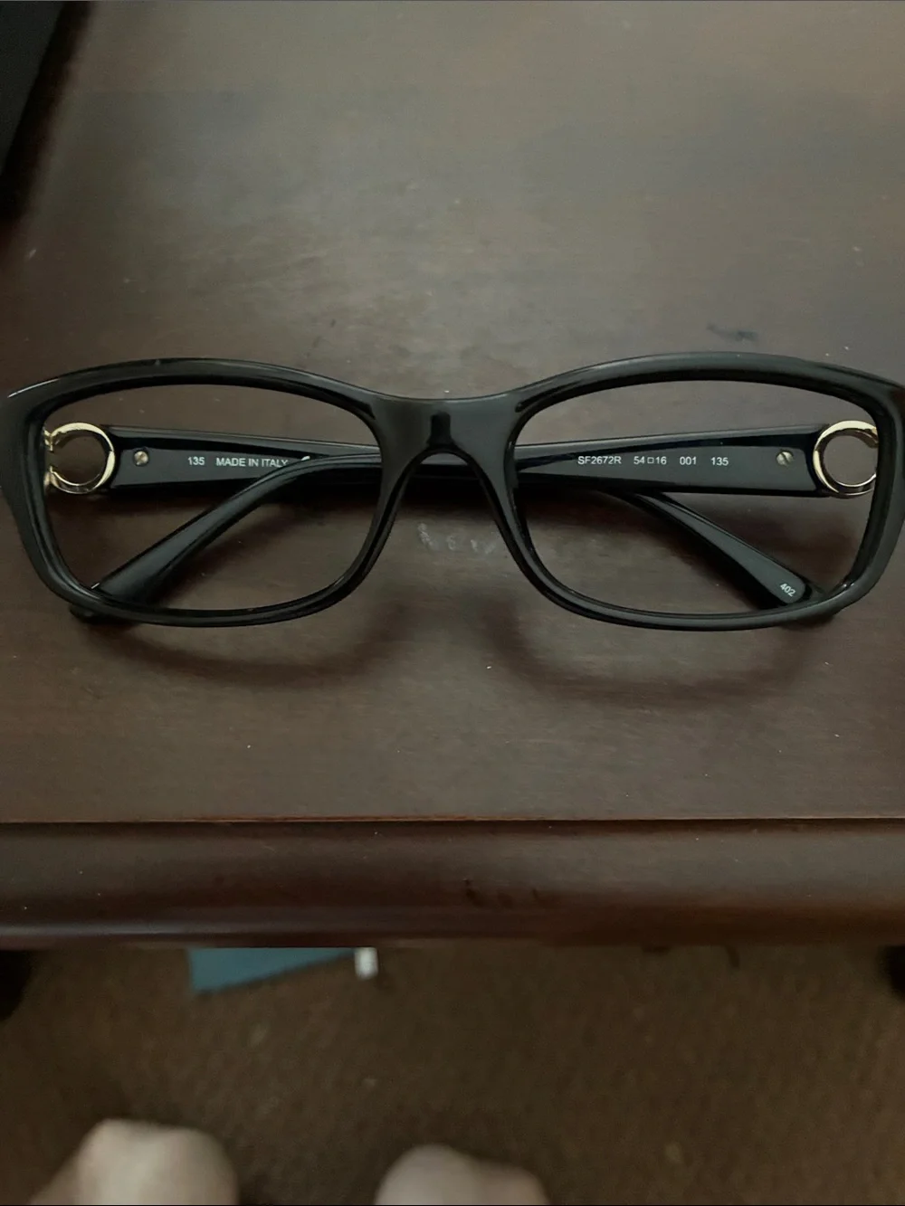 Salvatore Ferragamo Black Logo-Embellished Rectangular Glasses